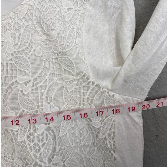 Sundance Women's Linen Top White Off White Lace Overlay Flowy Size L Bohemian - Picture 3 of 8